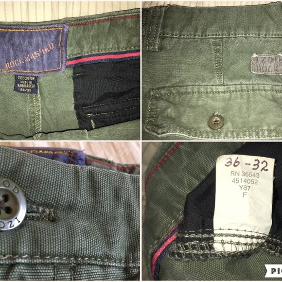 Vintage Izod Rock Washed Green Canvas Pants Size 36x32 RN 36543 side pocket. - Picture 1 of 11